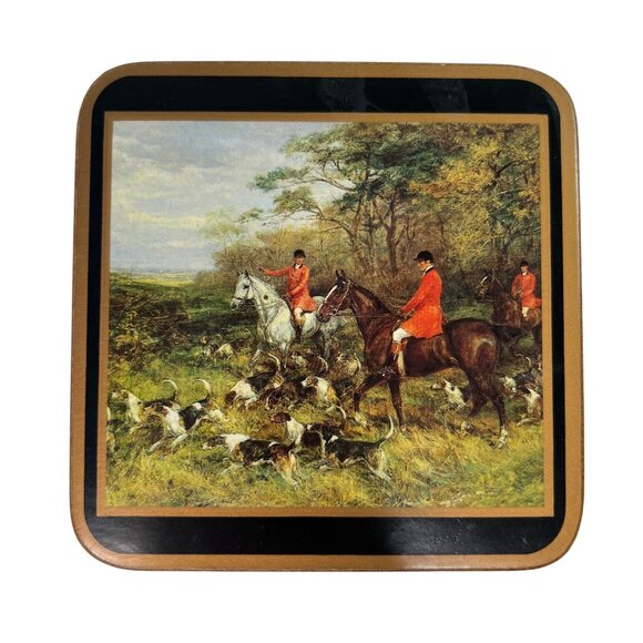 Vintage Pimpernel Equestrian Hunt Scene Tally Ho Coasters Set Of 5 Cork Backing - Picture 5 of 8